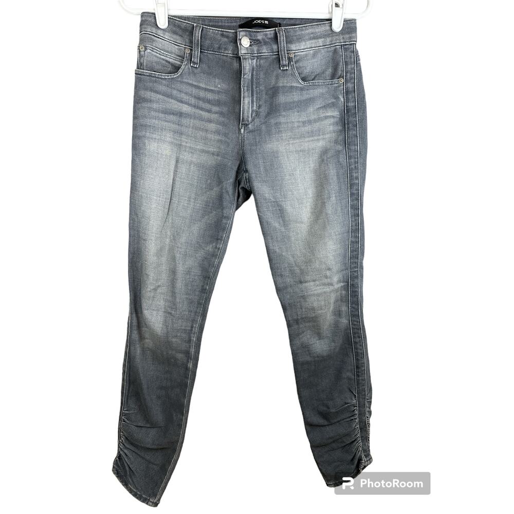 Joe’s Jeans Grey “The Icon” Mid Rise Skinny Ankle Scrunch Sides Jeans Size 25